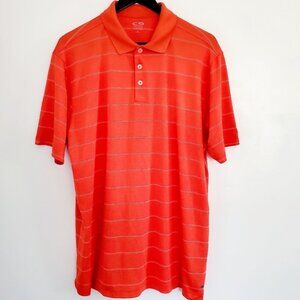 Champion Men's Large Orange Striped 3 Button Front Polo DUO DRI Golf Shirt